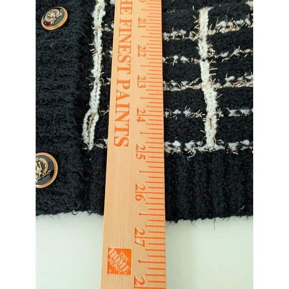 Ann Taylor Shimmer Plaid Lady Jacket Womens Size Medium Black Button Front - Picture 9 of 9